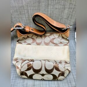 Coach Brown and Cream Patterned Shoulder Bag